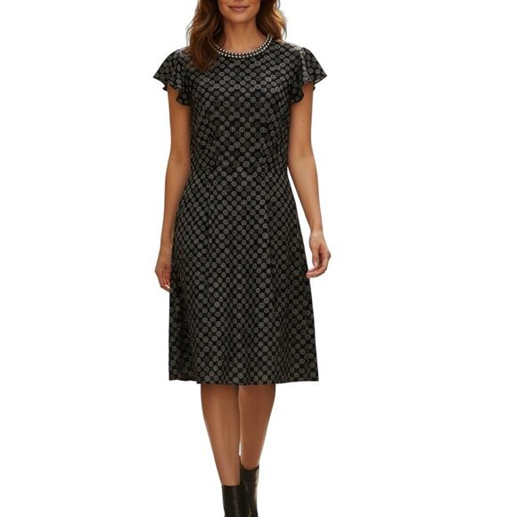 Jason Wu Target black circle print beaded neckline flutter sleeve dress 6 - Picture 9 of 9